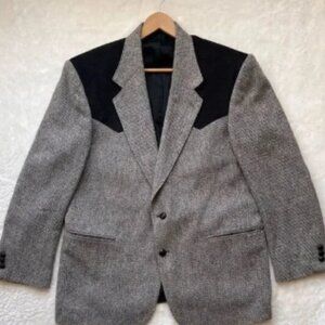 VINTAGE High Noon 100% Wool Jacket with Suede Detailing